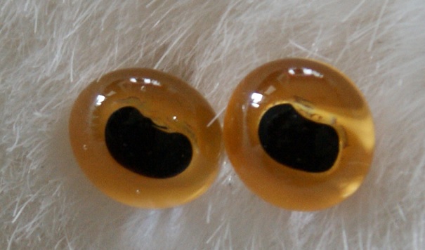 1 Paar Lauschaer Glasaugen Katzenaugen lange Pupille zum Annähen hellbraun 12 mm 