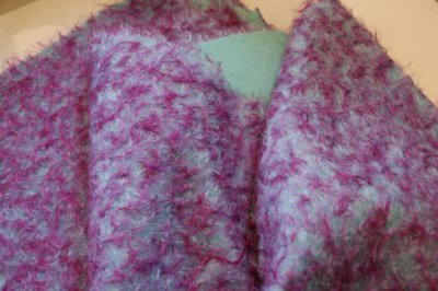 fabric sample 10 x 10 cm mohair  turquoise - purple