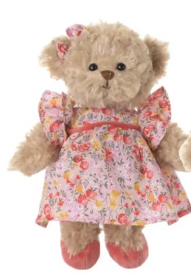 Elisa , brown teddy girl with pink dress ± 25 cm